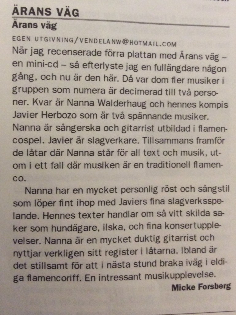 Recension av första skivan "Ärans Väg" i LIRA 2002.